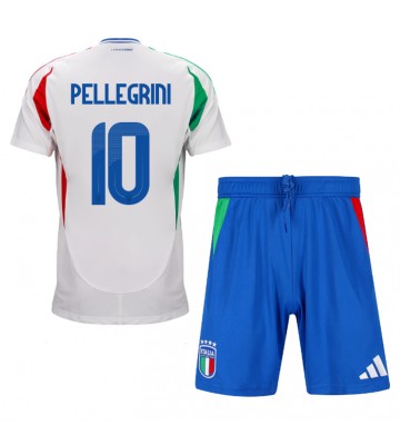 Italien Lorenzo Pellegrini #10 Borta Kläder Barn EM 2024 Kortärmad (+ Korta byxor)